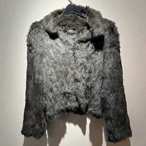 Adrienne Landau Sage Green Fur Jacket, Hook Closures at Front, Sz M, Used; Good